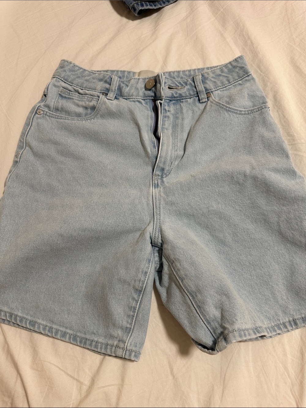 Abrand Light Blue High-Waist Denim Shorts